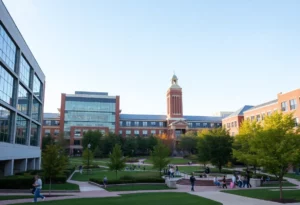 Aerial view of the University of Tennessee at Knoxville campus