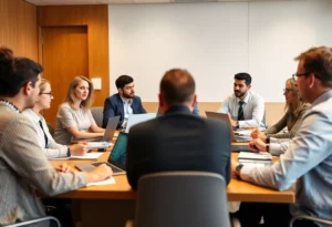 Board members discussing important university topics