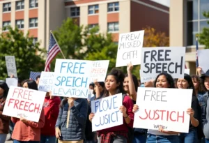 Students protesting for pro-Palestinian rights at the University of Tennessee.