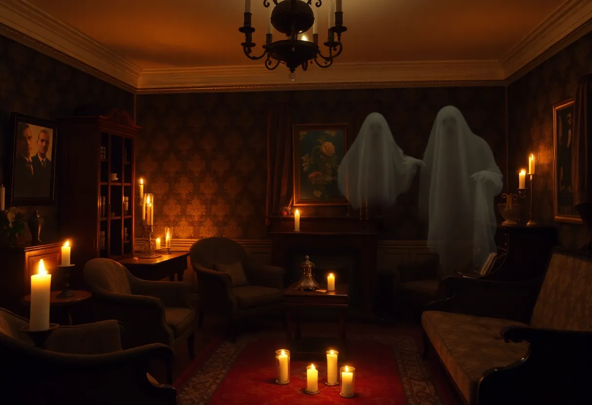 Victorian séance event set in a historic parlor