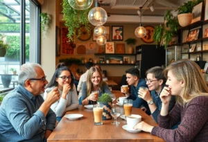 Cozy coffee shop in West Knoxville with customers enjoying their drinks