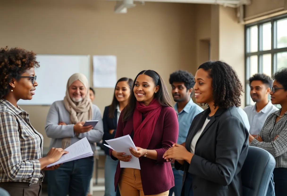 Group of participants in a workforce development training session