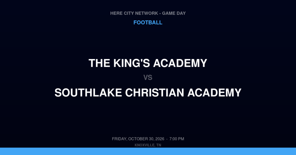 The King's Academy vs. SouthLake Christian Academy — Football Game Day — Huntersville, NC — Oct 30, 2026