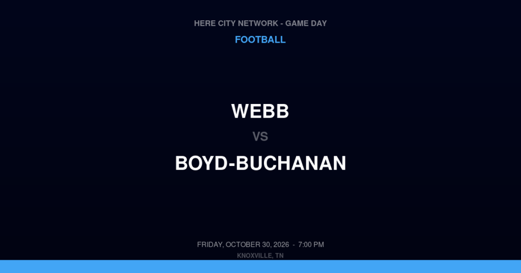 WEBB vs BOYD-BUCHANAN FOOTBALL game day graphic - Knoxville, TN